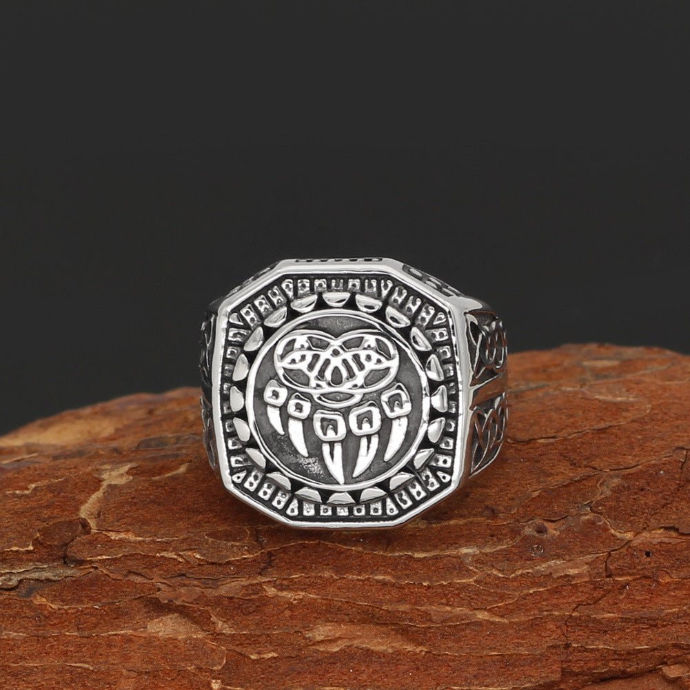 Beowulf Regalia Handcrafted Stainless Steel Veles Signet Ring - Tajura & CO