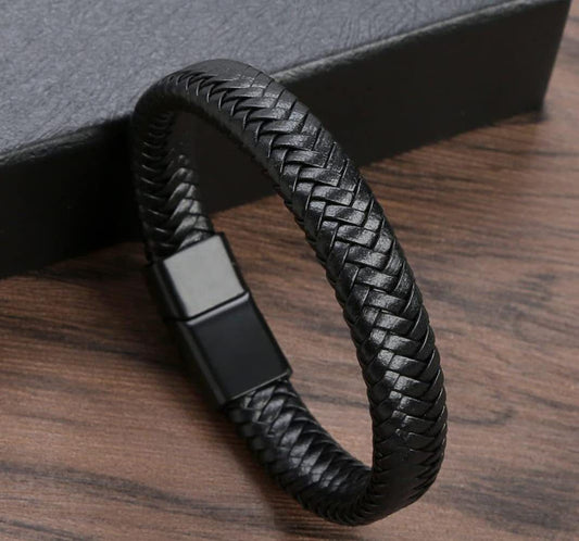 The Vanguard Braided Leather Cuff - Tajura & CO