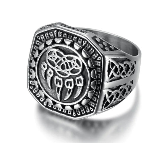 Beowulf Regalia Handcrafted Stainless Steel Veles Signet Ring - Tajura & CO