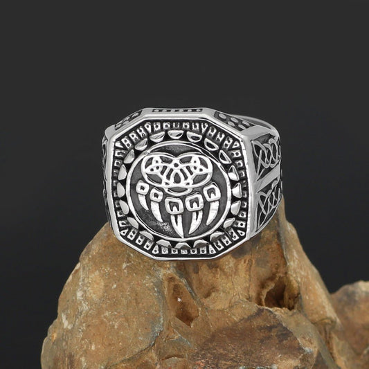 Beowulf Regalia Handcrafted Stainless Steel Veles Signet Ring - Tajura & CO