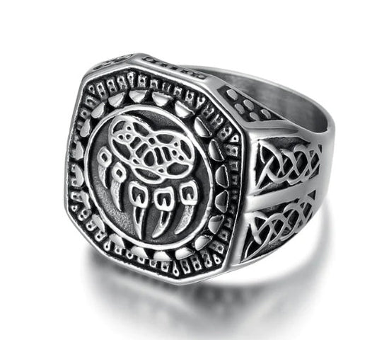 Beowulf Regalia Handcrafted Stainless Steel Veles Signet Ring - Tajura & CO
