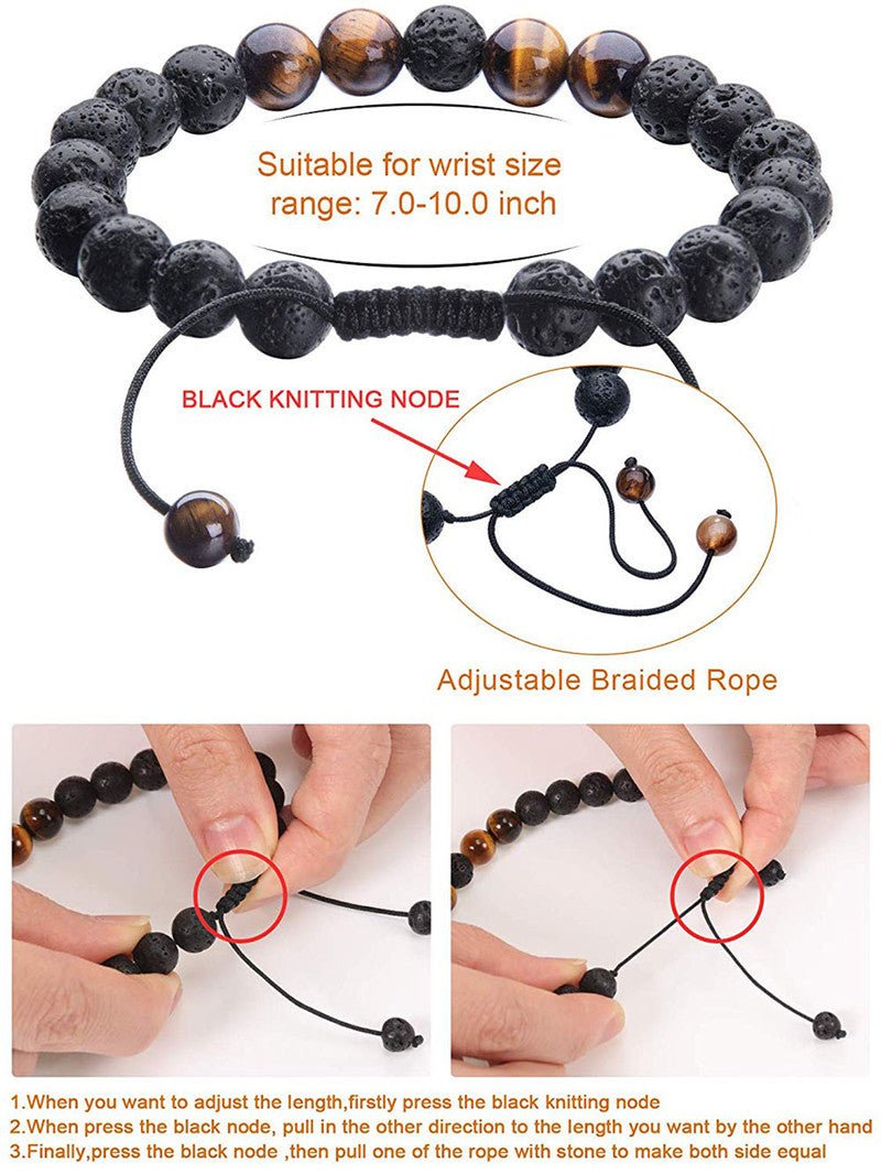 Black & Blue Beaded Adjustable Bracelet – Stylish Unisex Design - Tajura & CO