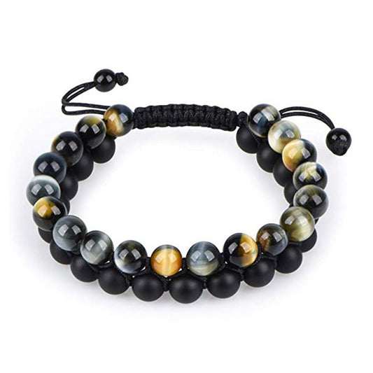 Black & Blue Beaded Adjustable Bracelet – Stylish Unisex Design - Tajura & CO