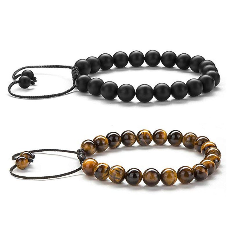 Black & Blue Beaded Adjustable Bracelet – Stylish Unisex Design - Tajura & CO