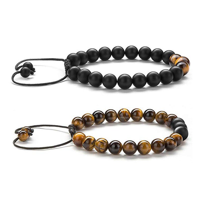 Black & Blue Beaded Adjustable Bracelet – Stylish Unisex Design - Tajura & CO