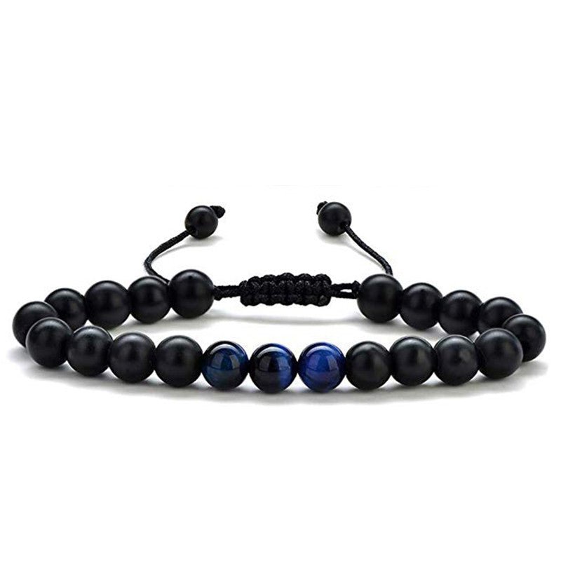 Black & Blue Beaded Adjustable Bracelet – Stylish Unisex Design - Tajura & CO