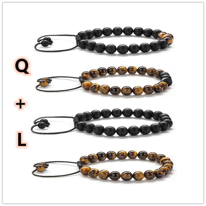 Black & Blue Beaded Adjustable Bracelet – Stylish Unisex Design - Tajura & CO