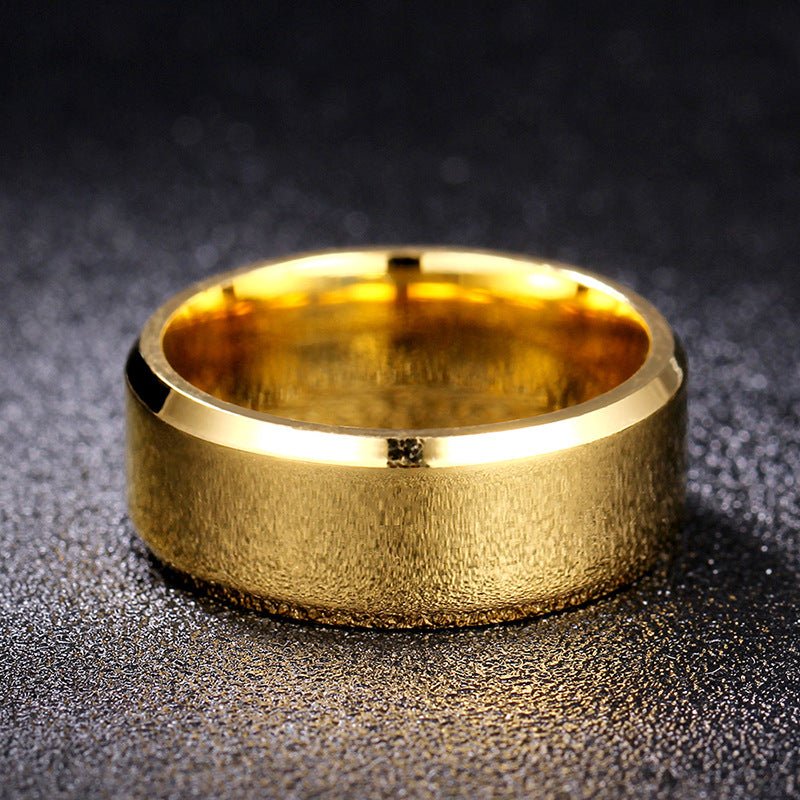 Matte & Polished Gold Band Ring – Elegant Unisex Design - Tajura & CO
