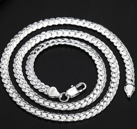 Sterling Silver 925 Flat Chain Necklace – Polished Lobster Clasp Design - Tajura & CO