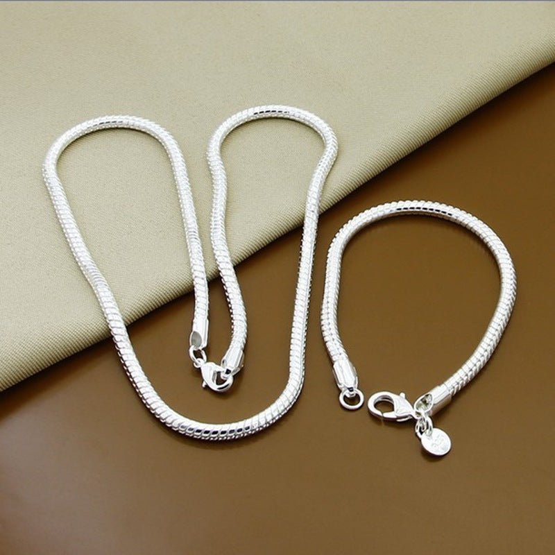 Sterling Silver 925 Flat Chain Necklace – Polished Lobster Clasp Design - Tajura & CO