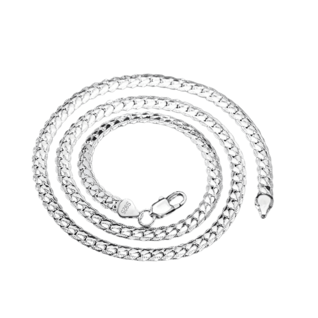 Sterling Silver 925 Flat Chain Necklace – Polished Lobster Clasp Design - Tajura & CO