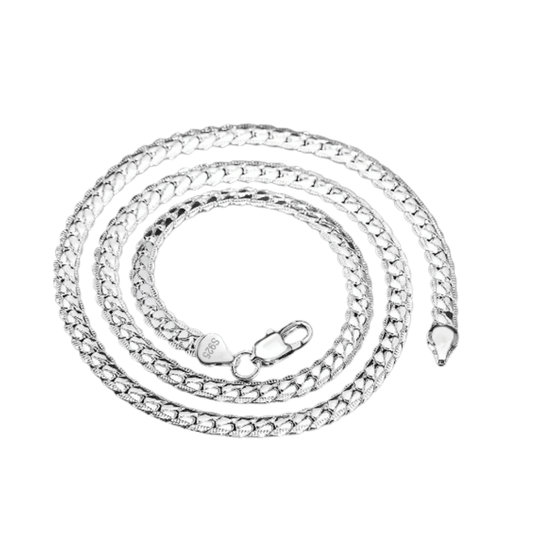 Sterling Silver 925 Flat Chain Necklace – Polished Lobster Clasp Design - Tajura & CO