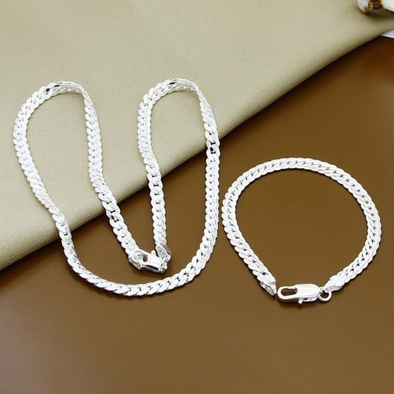 Sterling Silver 925 Flat Chain Necklace – Polished Lobster Clasp Design - Tajura & CO