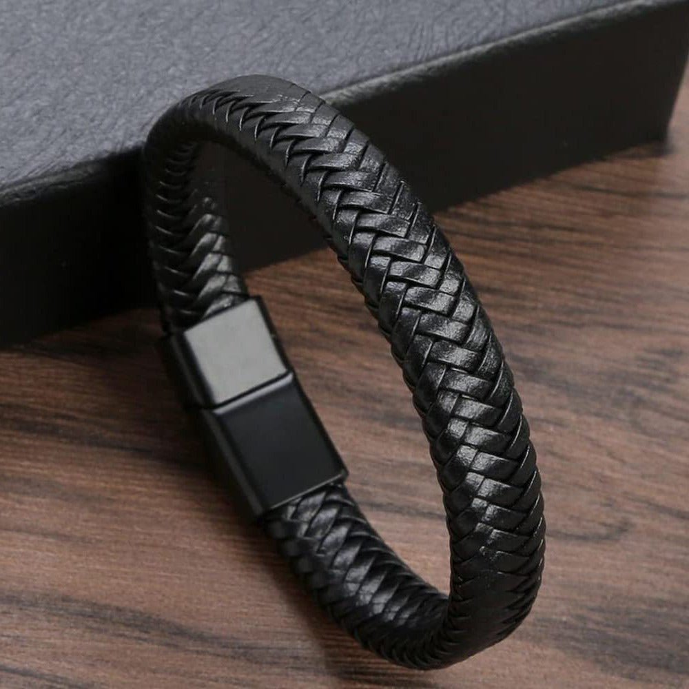 The Vanguard Braided Leather Cuff - Tajura & CO