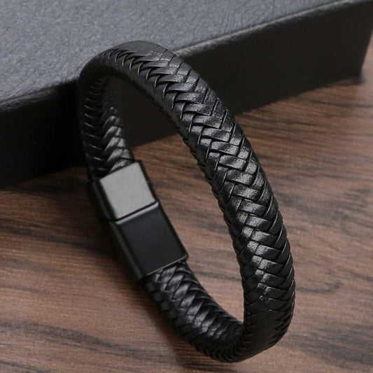 The Vanguard Braided Leather Cuff - Tajura & CO