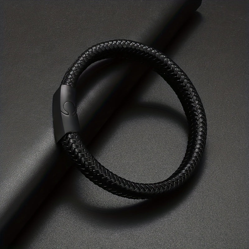 The Vanguard Braided Leather Cuff - Tajura & CO