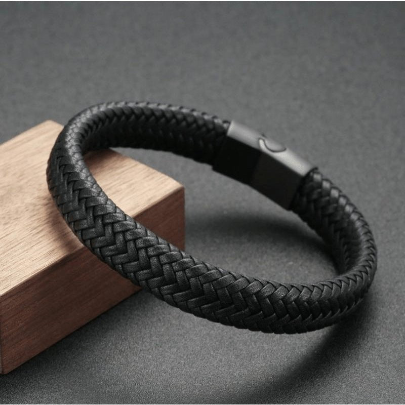 The Vanguard Braided Leather Cuff - Tajura & CO